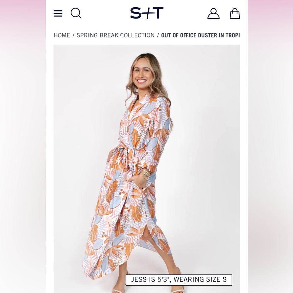 Smash + Tess Leaf-Print Maxi Dress in Peach, White & Light Blue